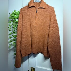 Cider Brown Half-Zip Sweater